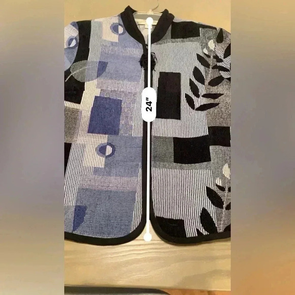 Dress Barn Woman's Color Block Full Zip Cardigan Size Medium Blue Long Sleeve - Picture 9 of 14